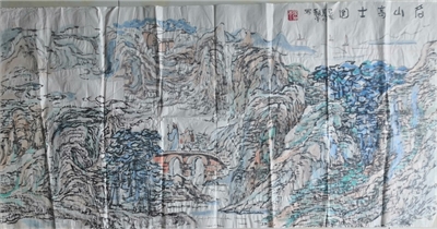 画家叶和平  山水图  尺寸136*68cm